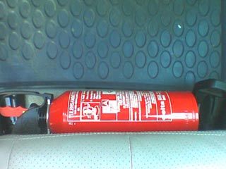 Fire extinguisher in place