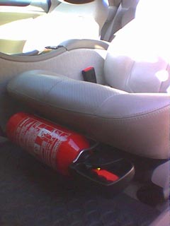 Fire extinguisher in place